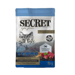 Սեկրետ Լայֆ Ֆորս պաուչ 85գ ստ․ կատվի տավար / Secret Life Force для стерилизованных кошек и кастрированных котов пауч, говядина в соусе 85 г