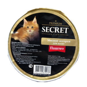 Սեկրետ Պրեմիում 125գ պահածո մսային ասորտի / Секрет Премиум консервы для котят паштет мясное ассорти ламистр 125г